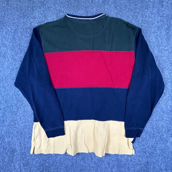 Chaps Ralph Lauren Vintage Colorblock Long Sleeve Shirt Mens Large Pique Cotton - Picture 5 of 5